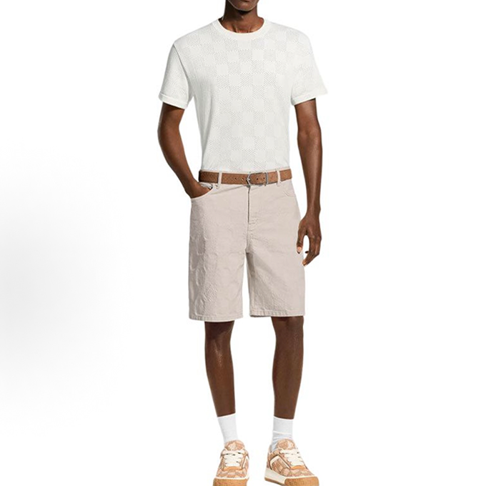 lv louis vuitton damier hollow knit short sleeve t-shirt
